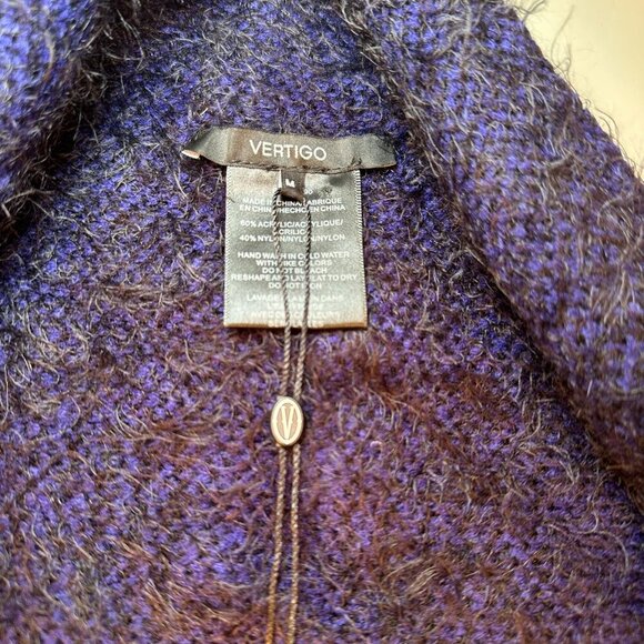 Vertigo Plaid Fuzzy Cardigan Womens Open Front Tweed Wrap Cape Boho Fringe Trim - Picture 13 of 16